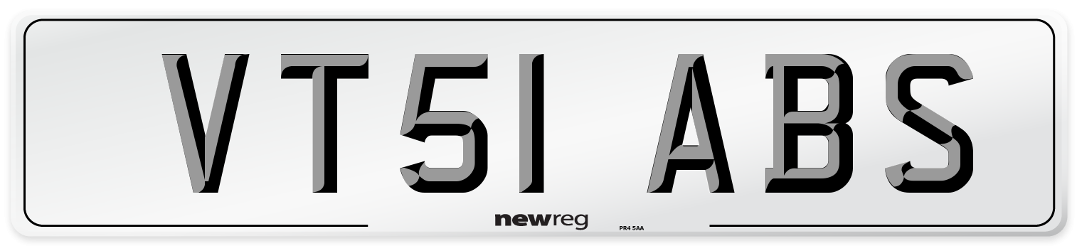 VT51 ABS Number Plate from New Reg